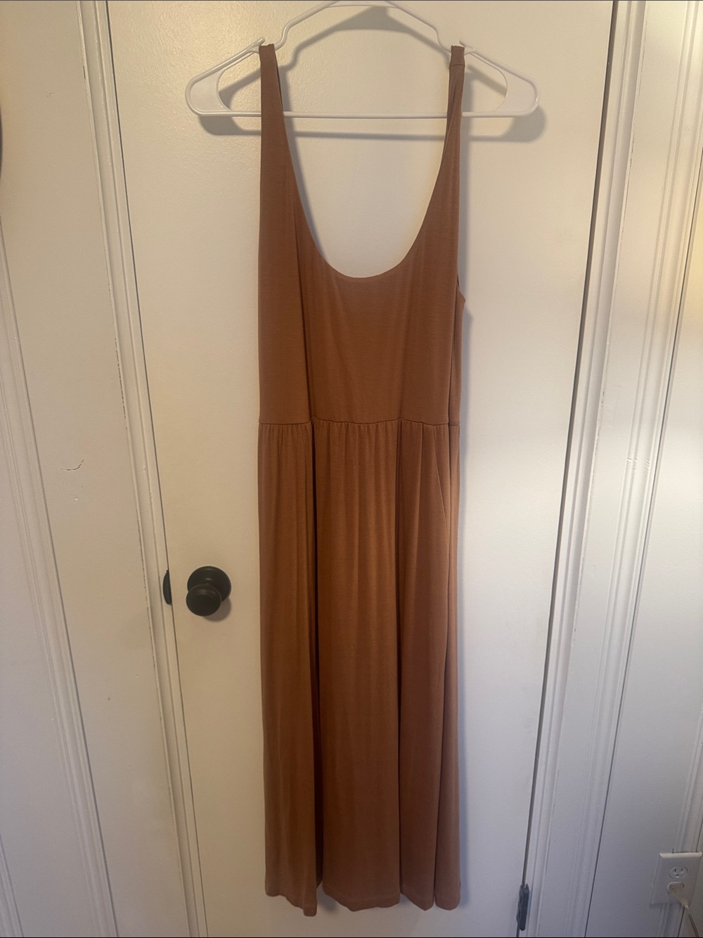 A New Day Women's Sleeveless Tan Maxi Dress with Scoop Neck L
